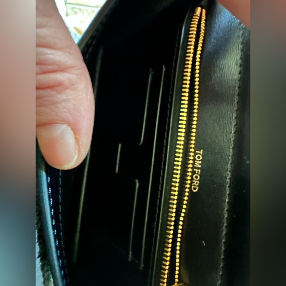 Tom Ford black fold-over wallet on chain. - Picture 4 of 5